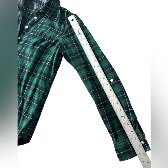 Tommy Hilfiger Green plaid women's partial button-down long sleeve shirt size Sm - Picture 4 of 10